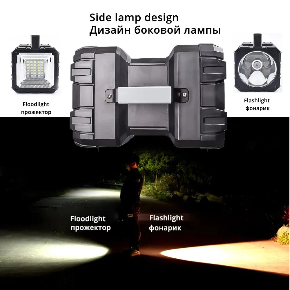 Rechargeable Double‑Head High Power LED Searchlight Waterproof Super Bright Spotlight for Camping
