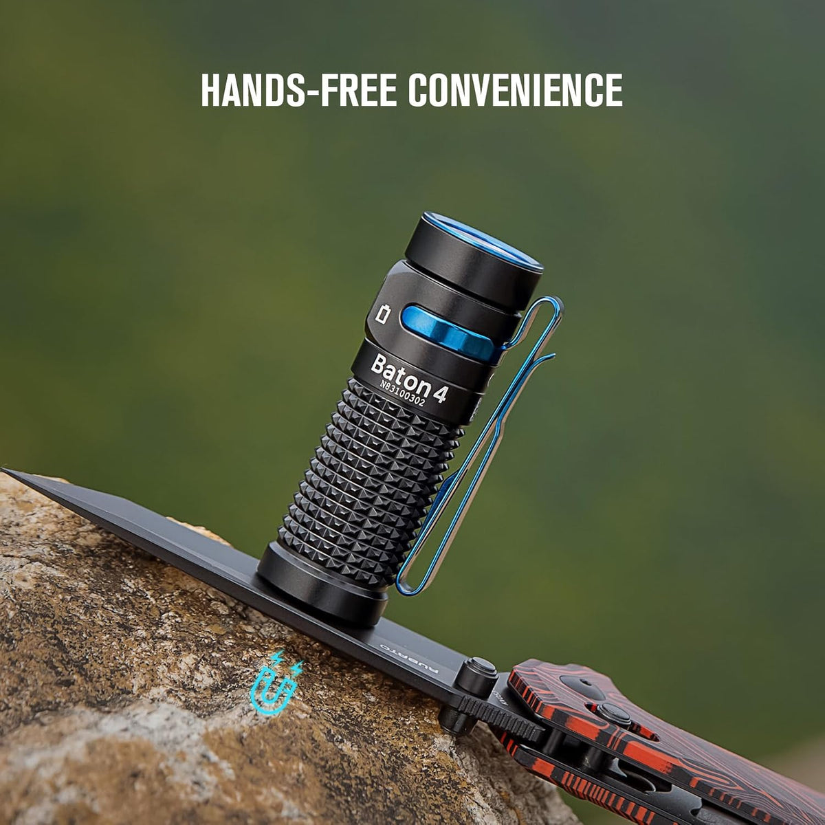 Baton4 Premium Edition EDC Flashlight, Rechargeable Light Black