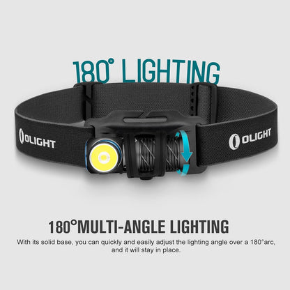 Perun 2 Mini Headlamp Rechargeable, 1100 Lumens, Red Light, Black