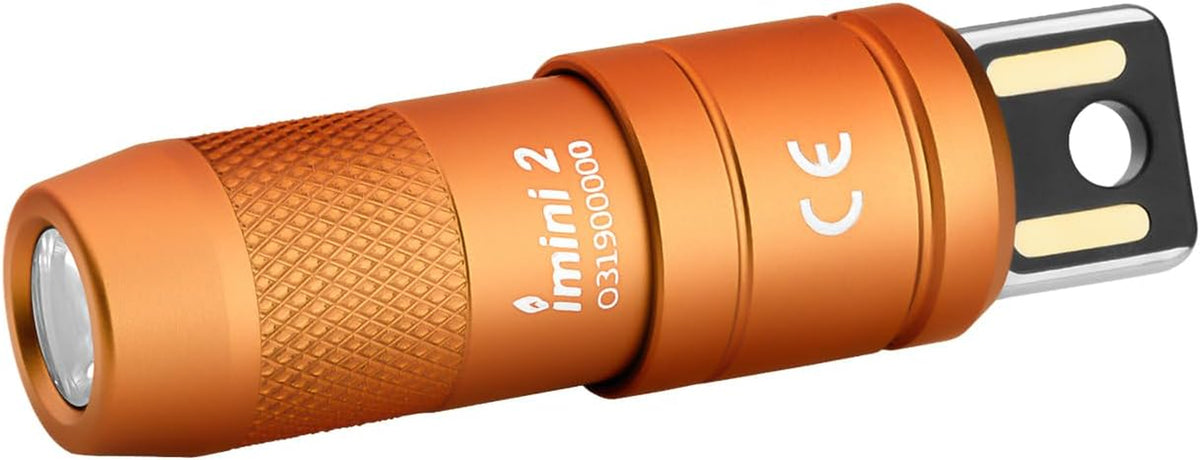 IMINI 2 Rechargeable EDC Keychain Mini Flashlight Orange