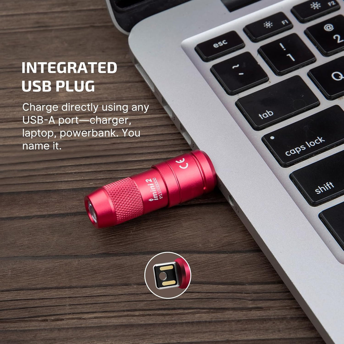 IMINI 2 Rechargeable EDC Keychain Mini Flashlight Passionate Red