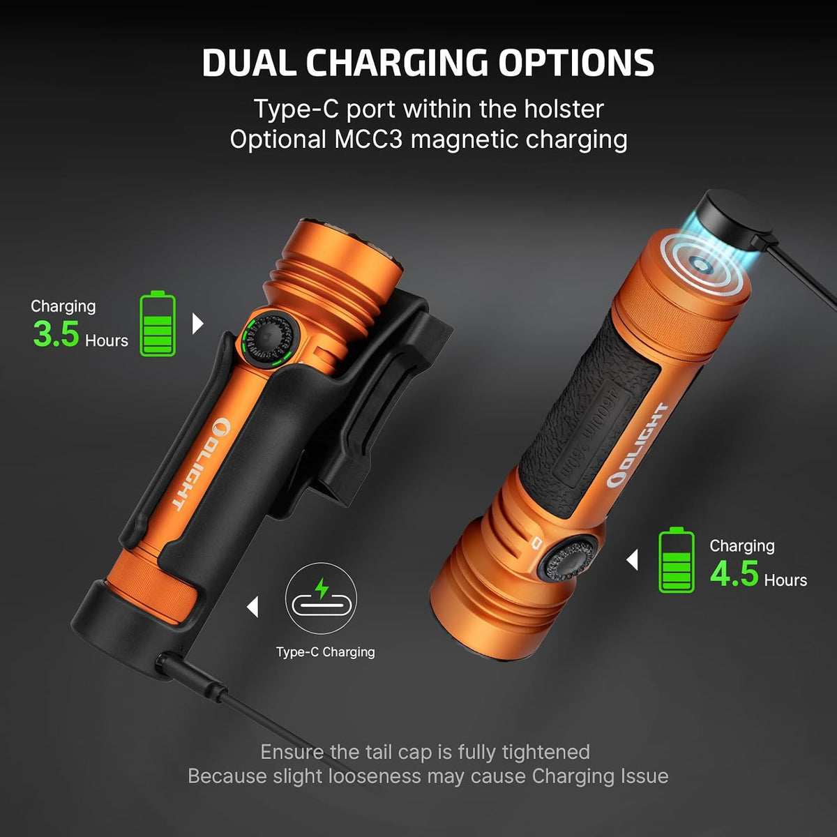 Seeker 4 Pro Rechargeable Flashlights, Bright High Lumens Orange