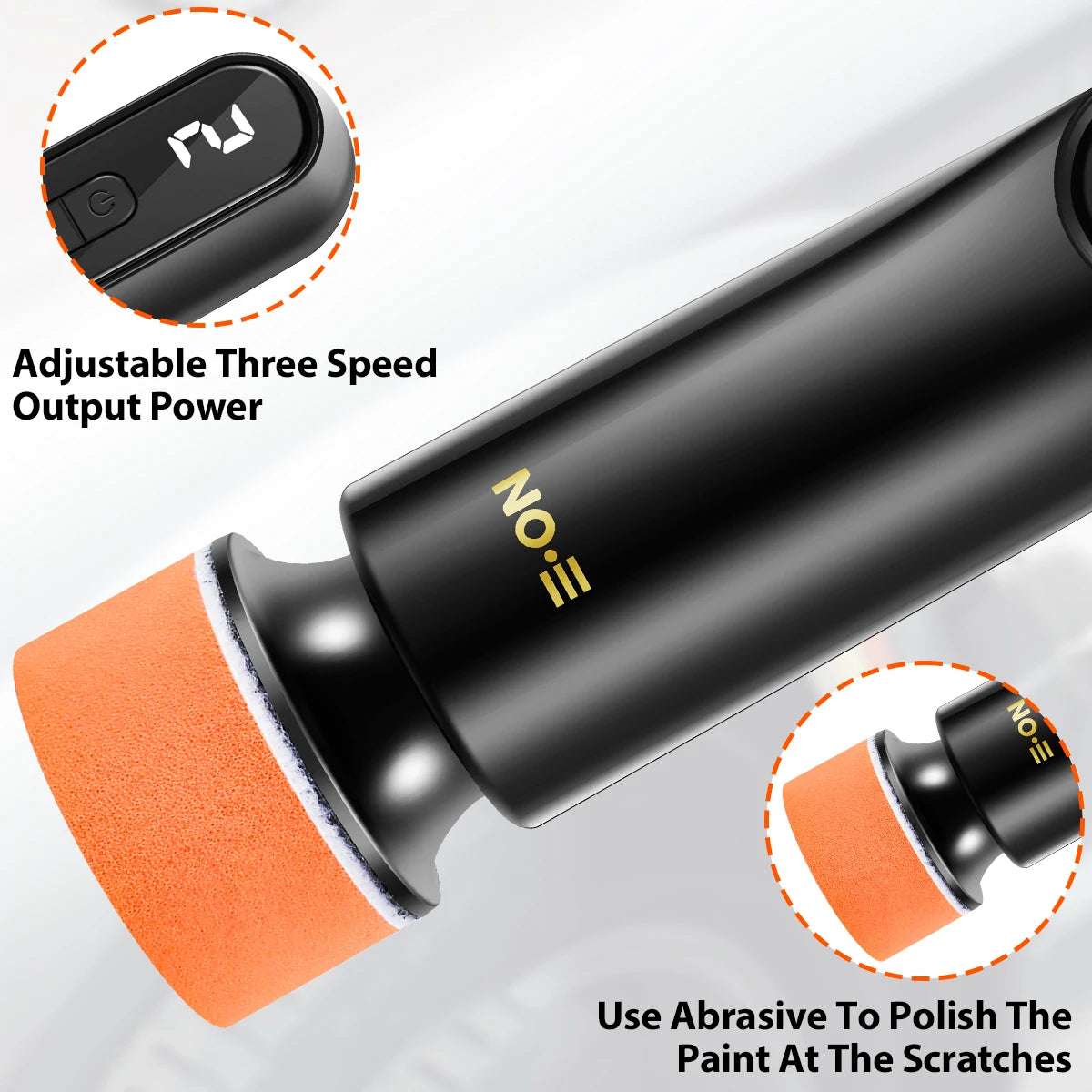 40W Mini Cordless Car Polishing Machine with 3 Speeds 12000Rpm Portable Electric Scratch Repair Tool USB Rechargeable Polisher