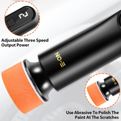 40W Mini Cordless Car Polishing Machine with 3 Speeds 12000Rpm Portable Electric Scratch Repair Tool USB Rechargeable Polisher
