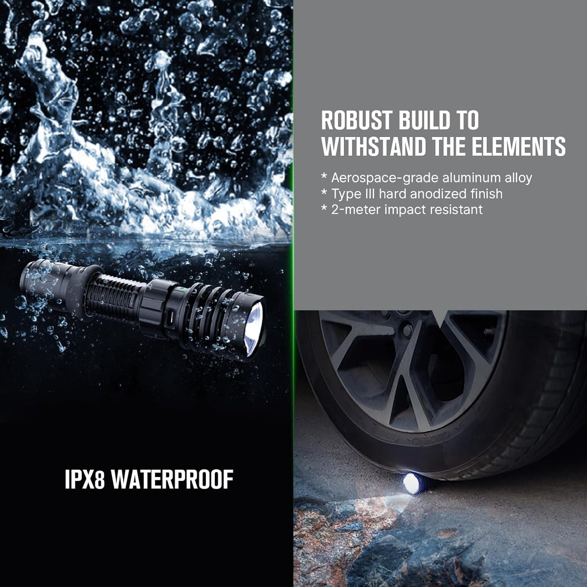 Warrior X 4 Rechargeable Tactical Flashlight Bright Light Black