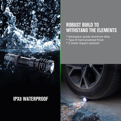 Warrior X 4 Rechargeable Tactical Flashlight Bright Light Black