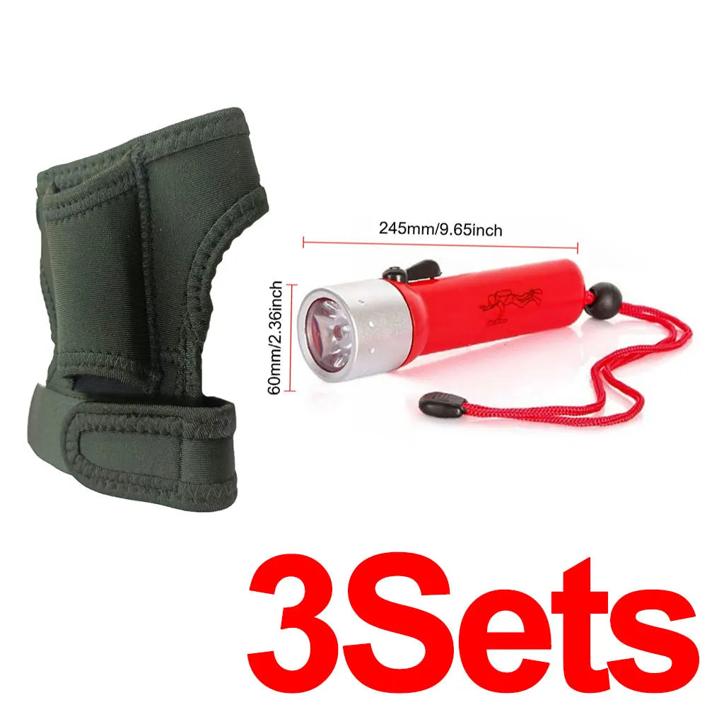 Scuba Diving LED Flashlight Holder Light Wrist Arm Mount Strap Outdoor Underwater Hands Free Glove Illumination Accessories