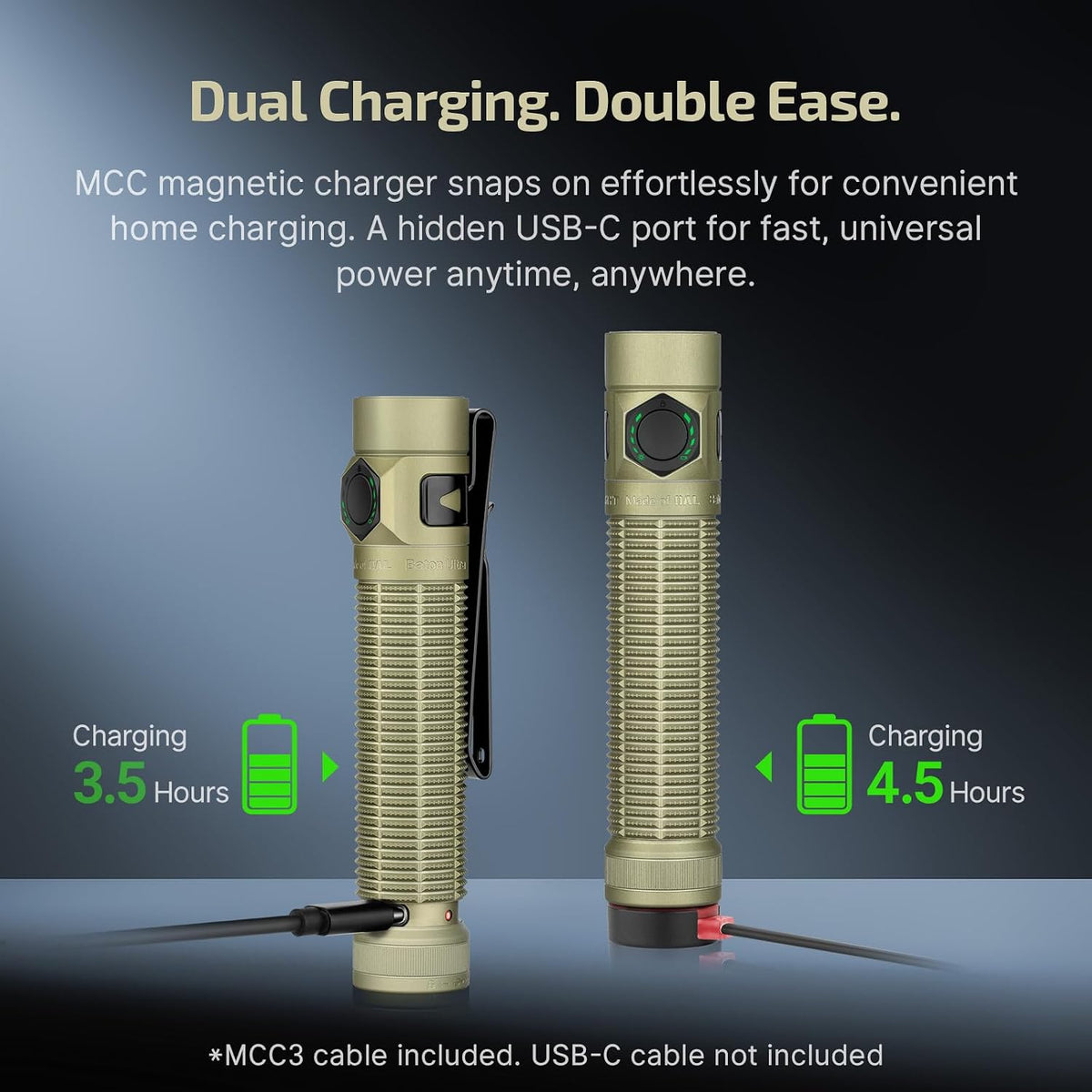 Batonultra EDC Flashlight Rechargeable, Bright Pocket Flash Light