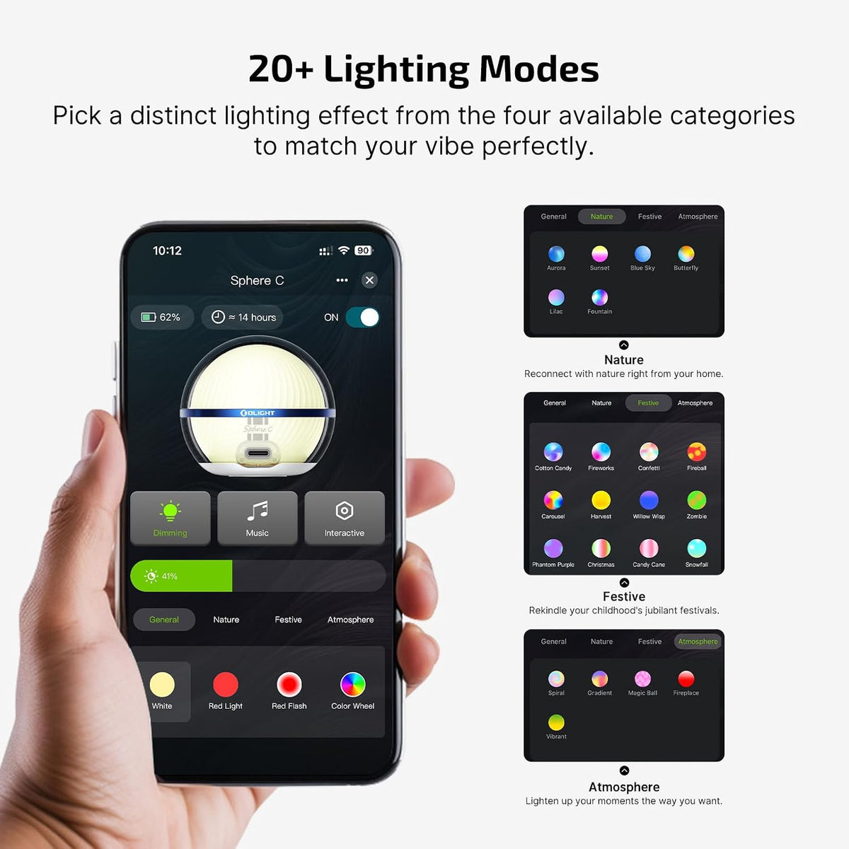 Sphere C Smart Night Light, USB-C Rechargeable RGB with App Control