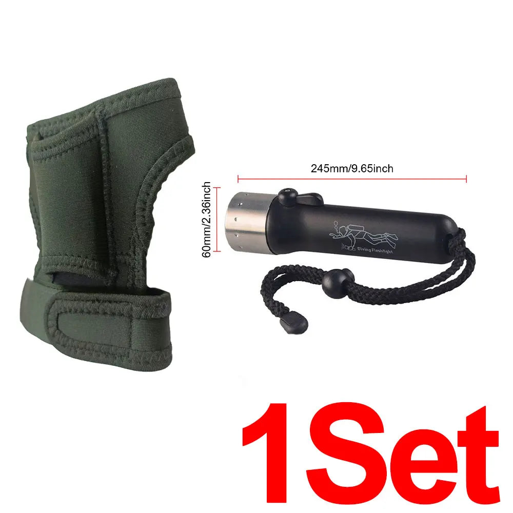 Scuba Diving LED Flashlight Holder Light Wrist Arm Mount Strap Outdoor Underwater Hands Free Glove Illumination Accessories