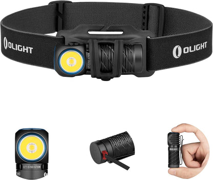 Perun 2 Mini Headlamp Rechargeable, 1100 Lumens, Red Light, Black