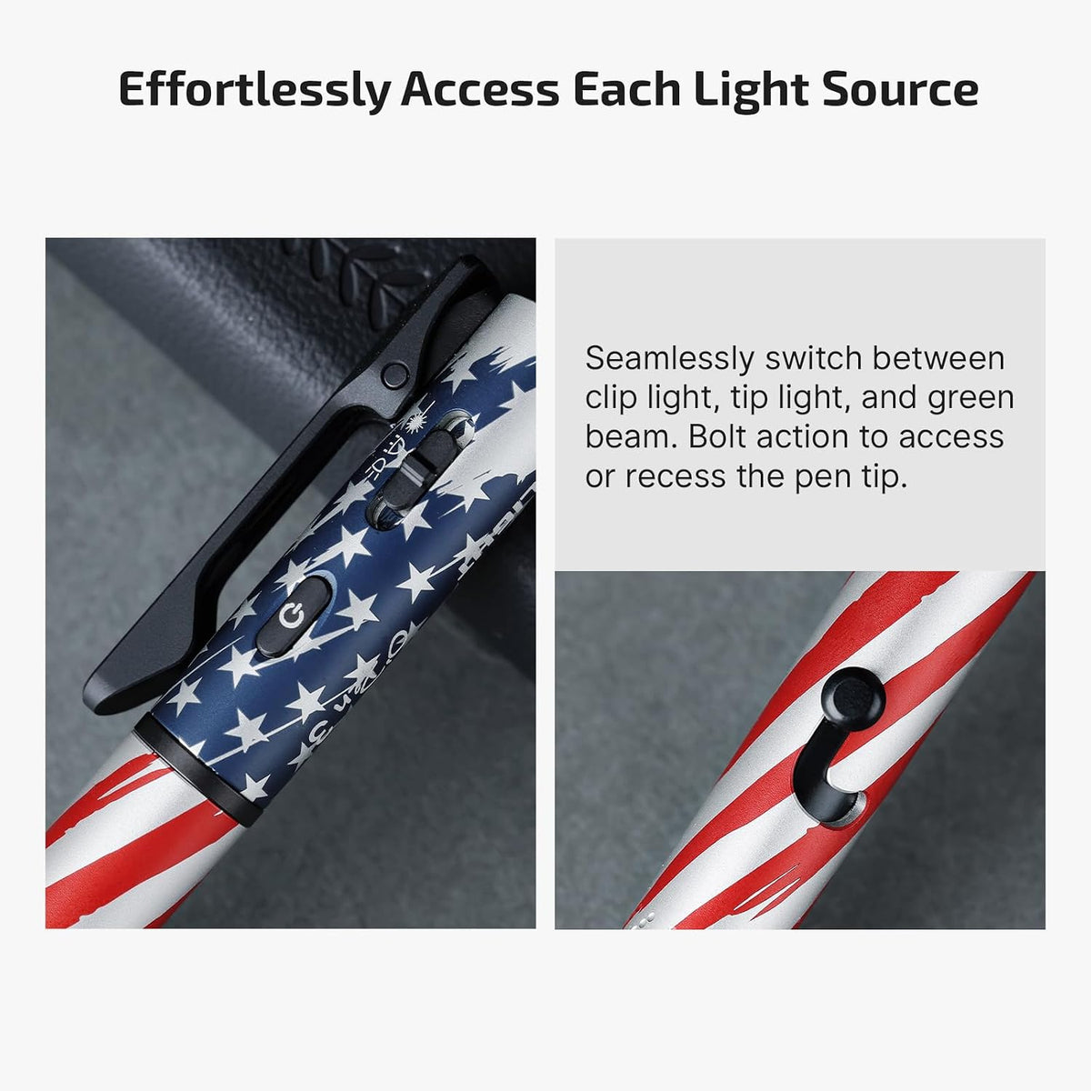 O'Pen 3 Pen Light, USB-C Rechargeable EDC Flashlight, Stars Stripes