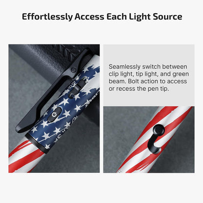 O'Pen 3 Pen Light, USB-C Rechargeable EDC Flashlight, Stars Stripes
