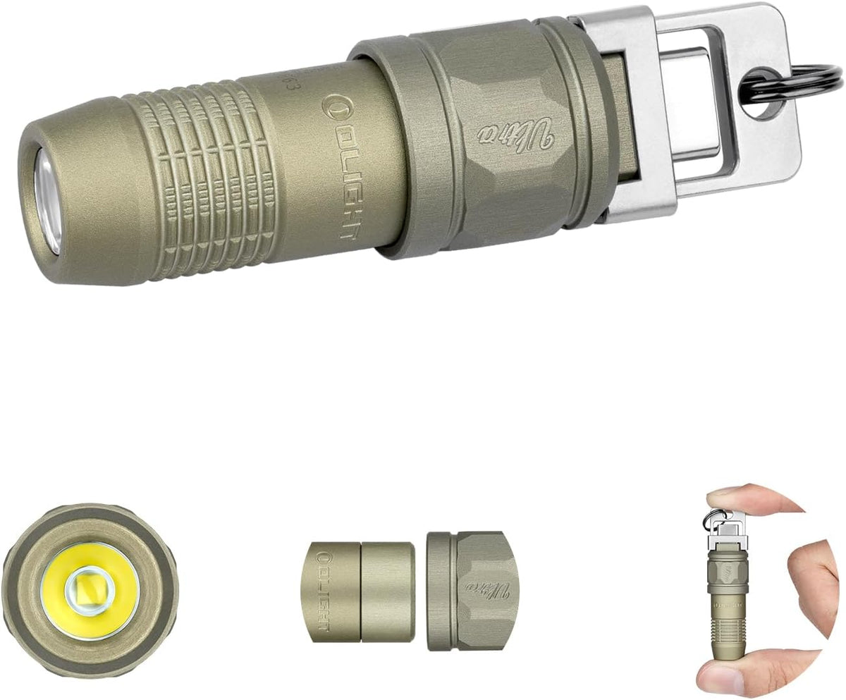 Iultra Rechargeable Mini EDC Keychain Flashlight Olive-Green
