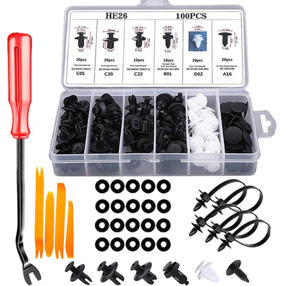 Car Plastic Retainer Clips Automobile Fender Push Pin Rivet Door Trim Panel Retainer Automobile Bumper Mixed Size Fasteners Tool