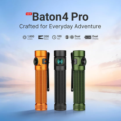 Baton4 Pro EDC Flashlight Rechargeable, Small Pocket Light Orange