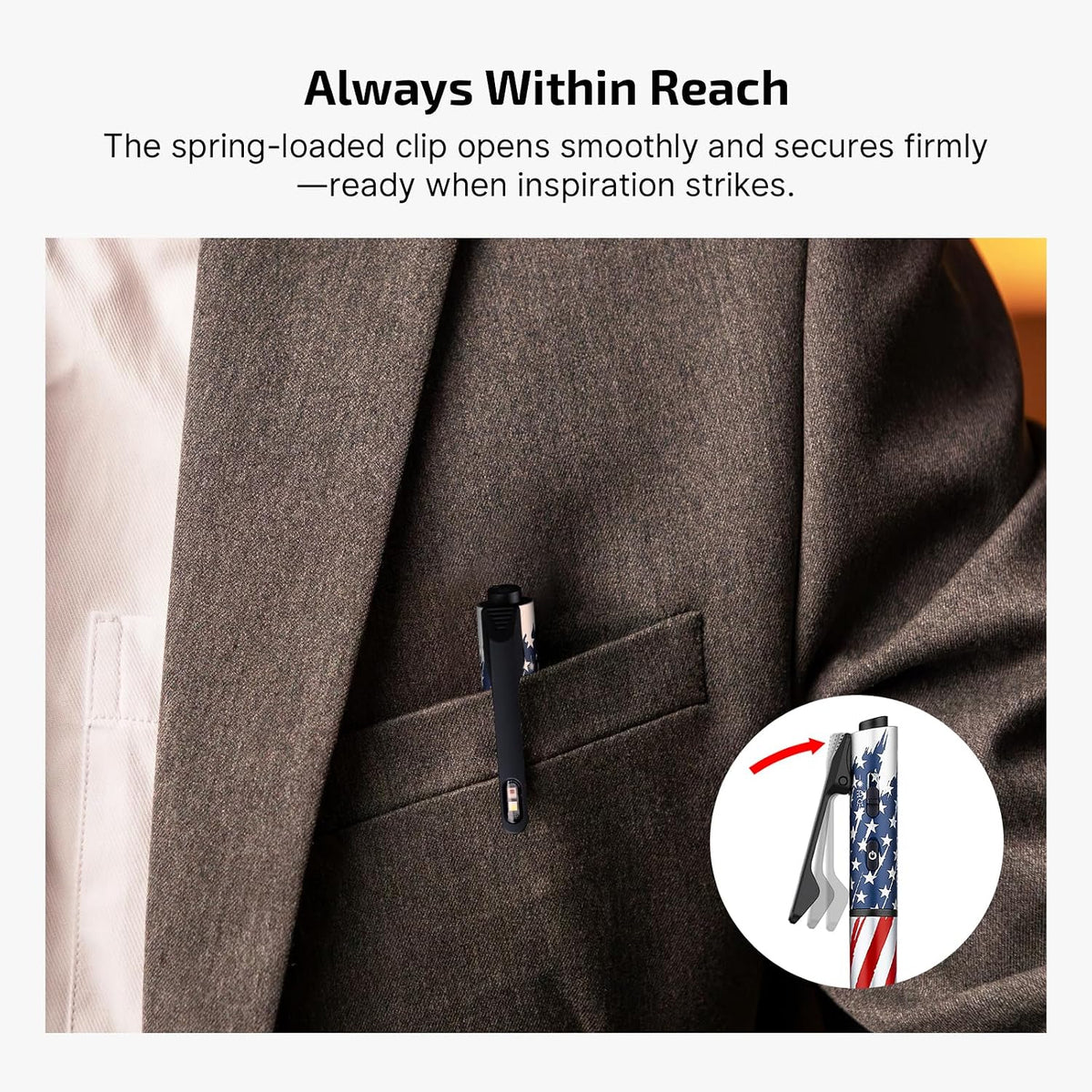 O'Pen 3 Pen Light, USB-C Rechargeable EDC Flashlight, Stars Stripes
