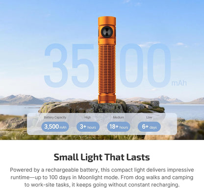 Baton4 Pro EDC Flashlight Rechargeable, Small Pocket Light Orange