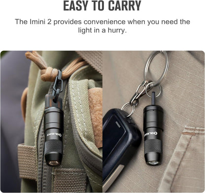IMINI 2 Rechargeable EDC Keychain Mini Flashlight Black