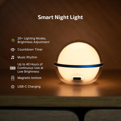 Sphere C Smart Night Light, USB-C Rechargeable RGB with App Control