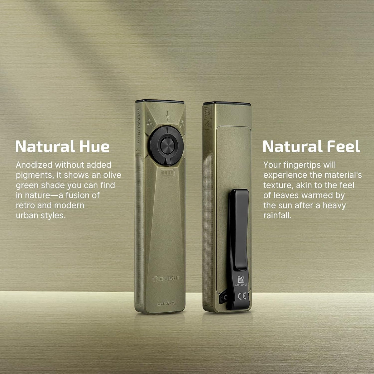 Arkfeld Ultra EDC Flat Flashlight Rechargeable, OAL, Olive-Green NW