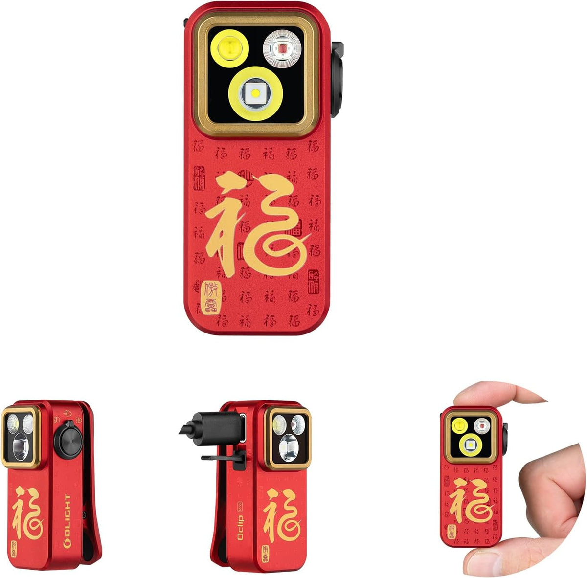 Oclip Pro Rechargeable EDC Clip-On Flashlight, FS Red