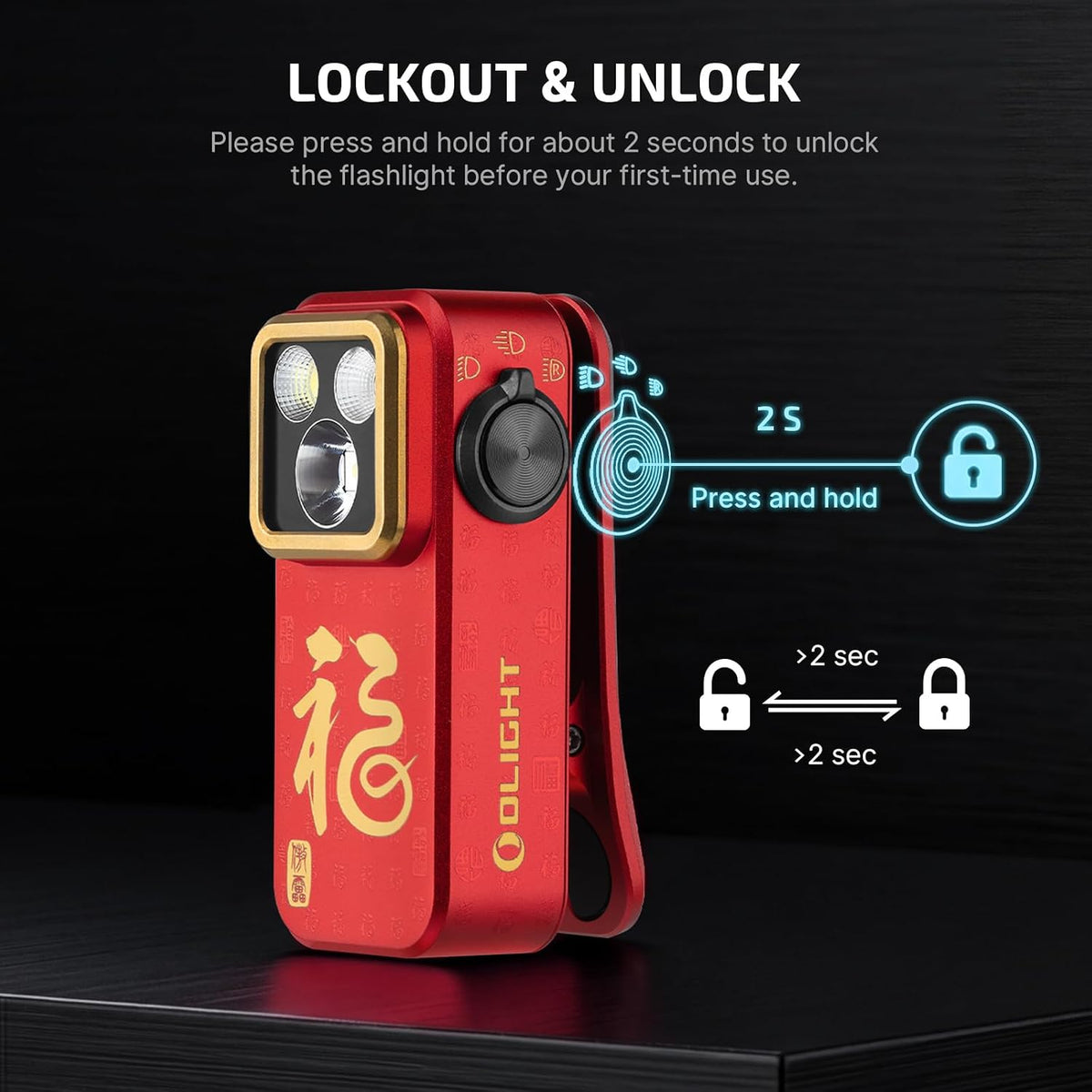 Oclip Pro Rechargeable EDC Clip-On Flashlight, FS Red