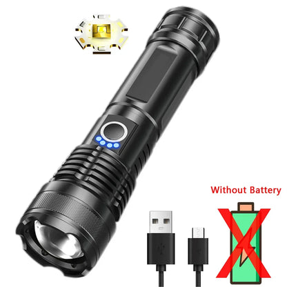 Most Powerful XHP50 LED Flashlight 18650 Rechargeable USB Torch Light Flashlights High Power Long Range Tactical Lantern