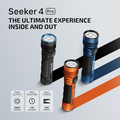 Seeker 4 Pro Rechargeable Flashlights, Bright High Lumens Black