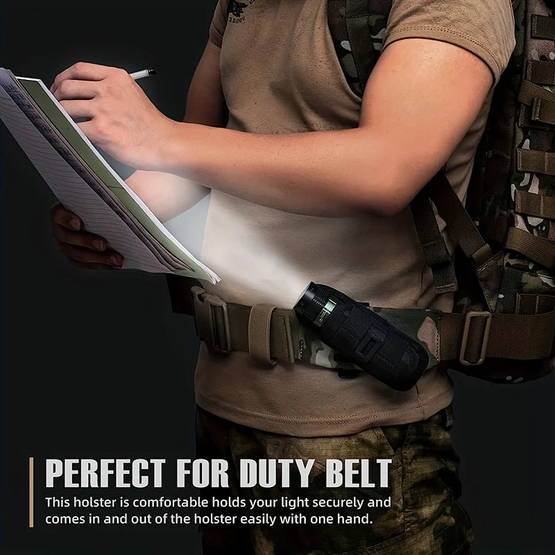Outdoor Tactical Nylon Flashlight Cover with Adjustable Rotating Waist Hanging Strong Light Oxford Flashlight Cover