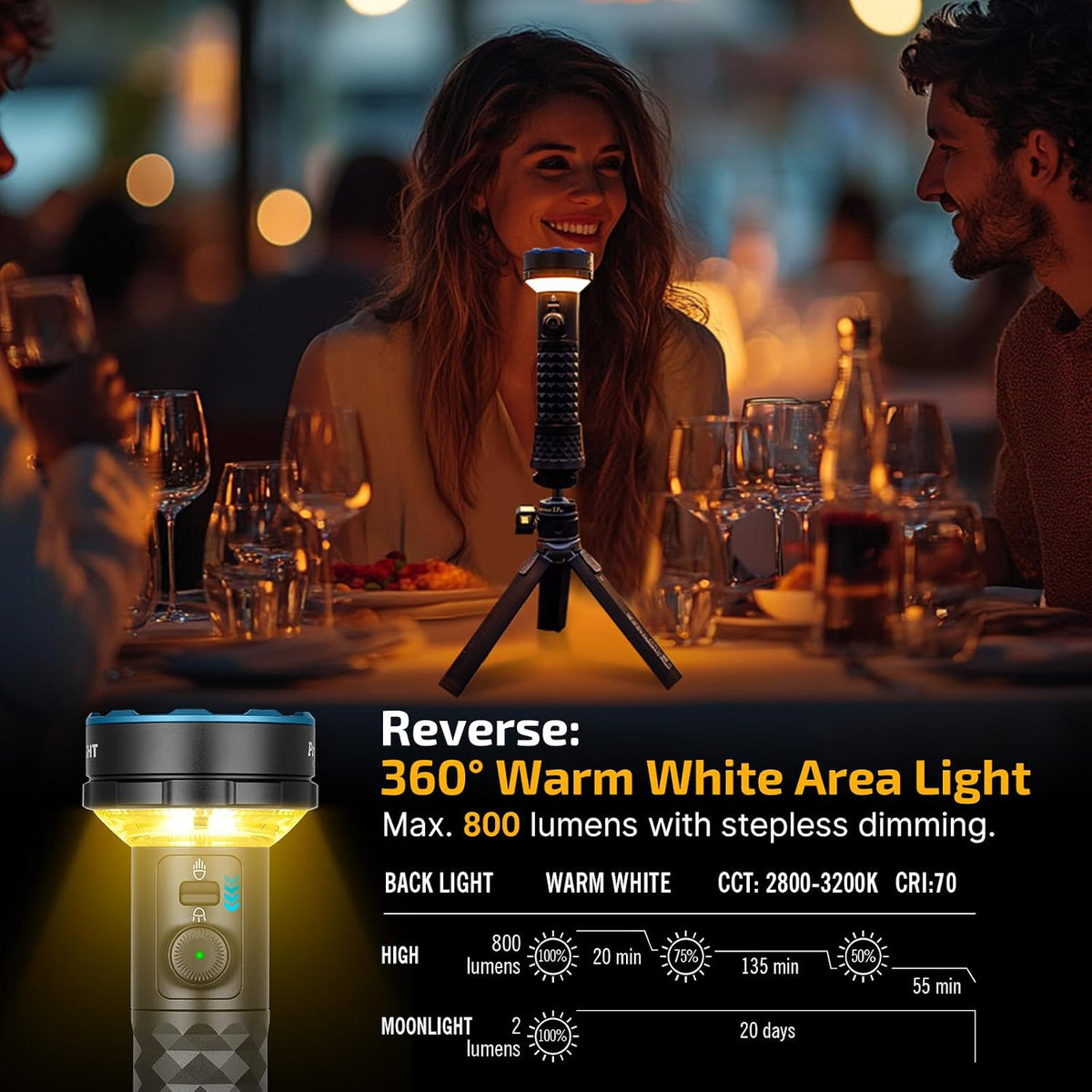 Prowess Rechargeable Flashlights, Bright Light with Holster Black