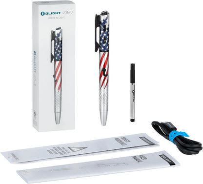 O'Pen 3 Pen Light, USB-C Rechargeable EDC Flashlight, Stars Stripes