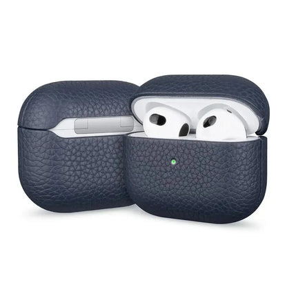 High End Business Bluetooth Earphone Case for Apple Airpods/2/3/4/5 Pro3/2 Retro Genuine Leather Litchi Texture Protection Cover