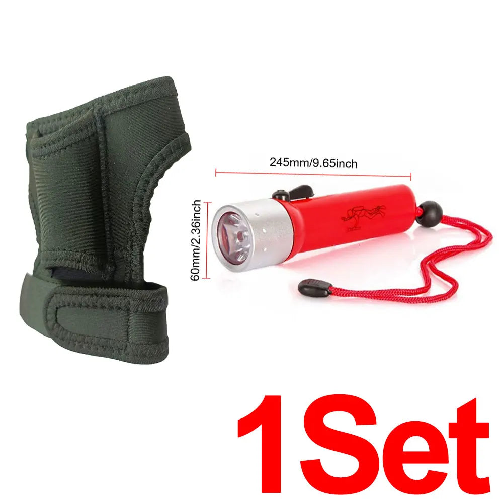 Scuba Diving LED Flashlight Holder Light Wrist Arm Mount Strap Outdoor Underwater Hands Free Glove Illumination Accessories