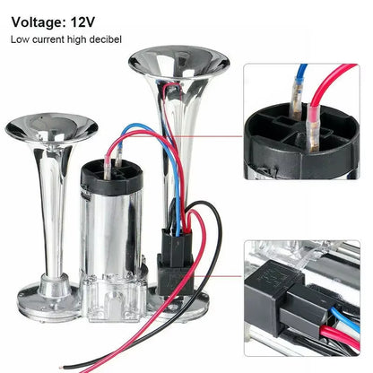 600DB Horn 12V Super Loud Car Electric Horn Dual Trumpets Air Horn Speaker for Car SUV Vehicle Boat Train Motorcycle RV Truck