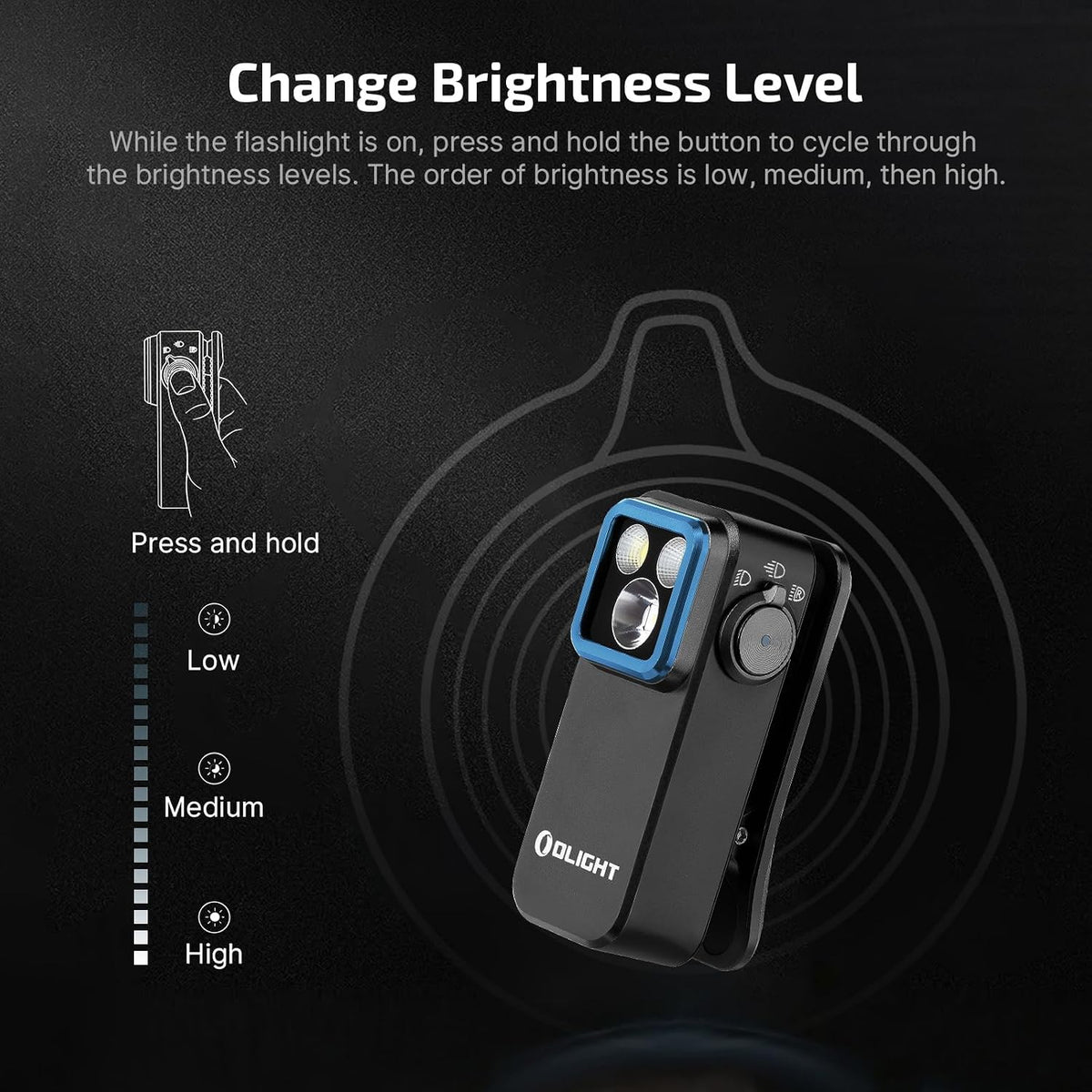 Oclip Pro Rechargeable EDC Clip-On Flashlight, Black