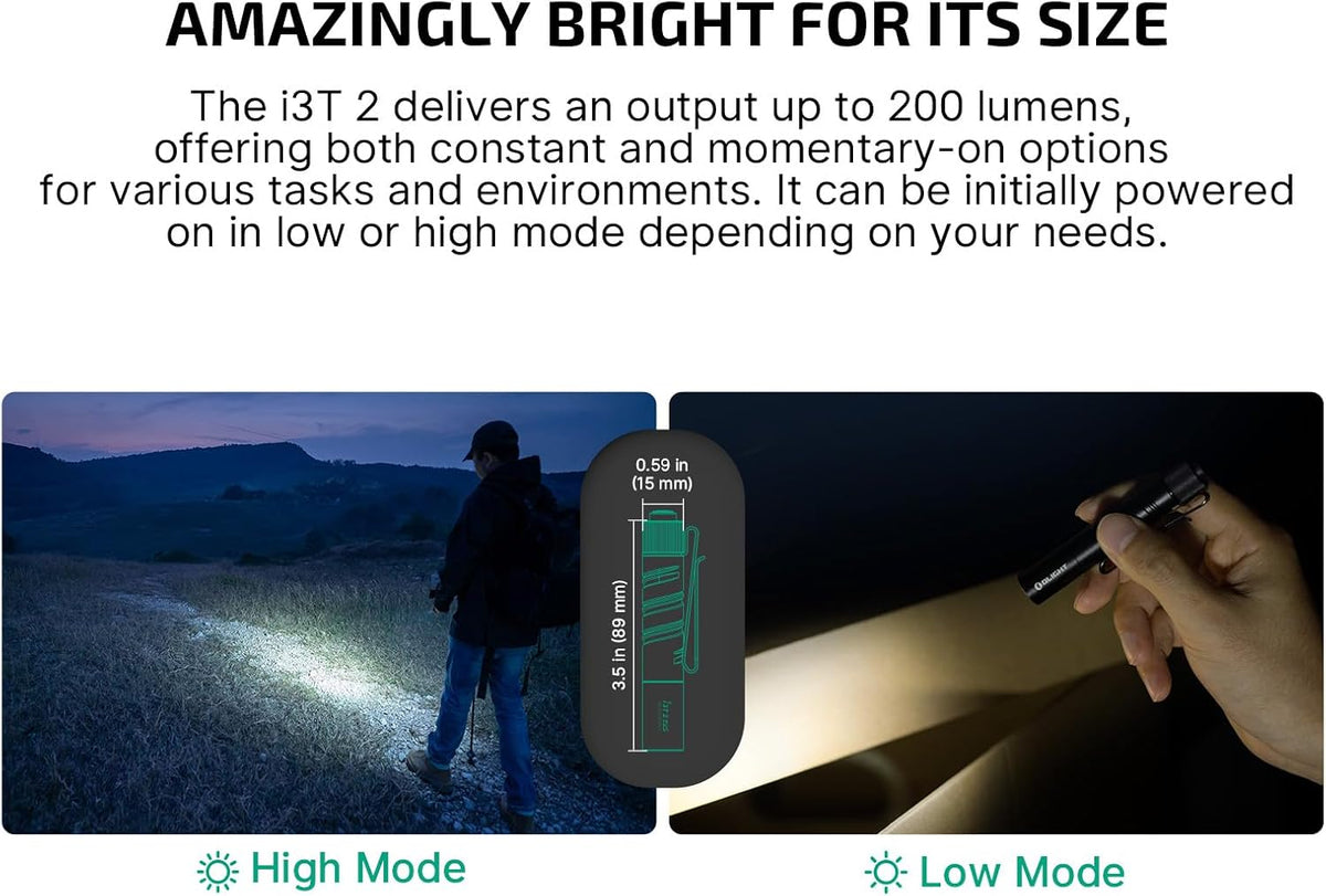 I3T 2 EOS Pocket Small EDC Flashlight (Black)