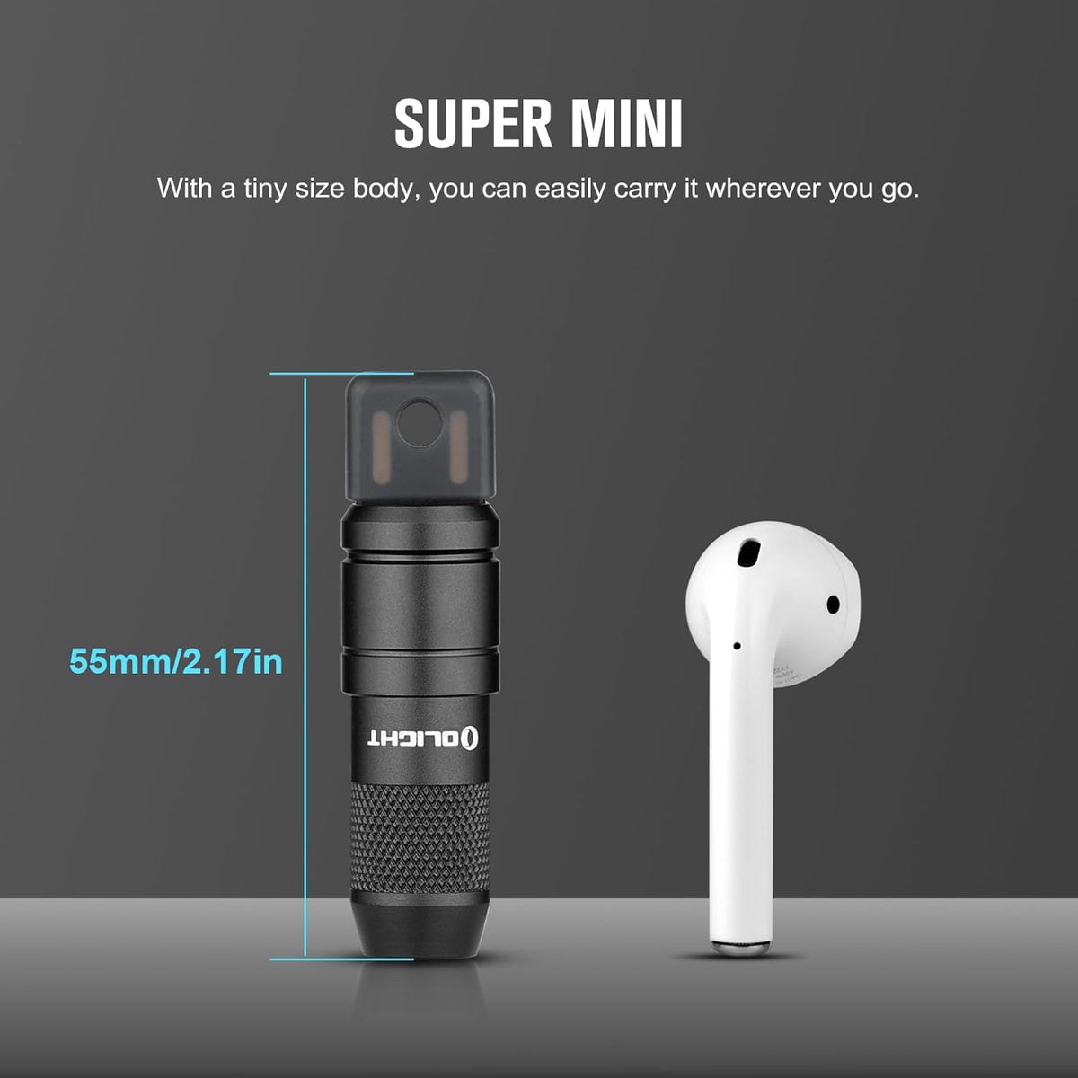 2 Pack IMINI 2 Rechargeable EDC Keychain Flashlight Black+Dream Blue