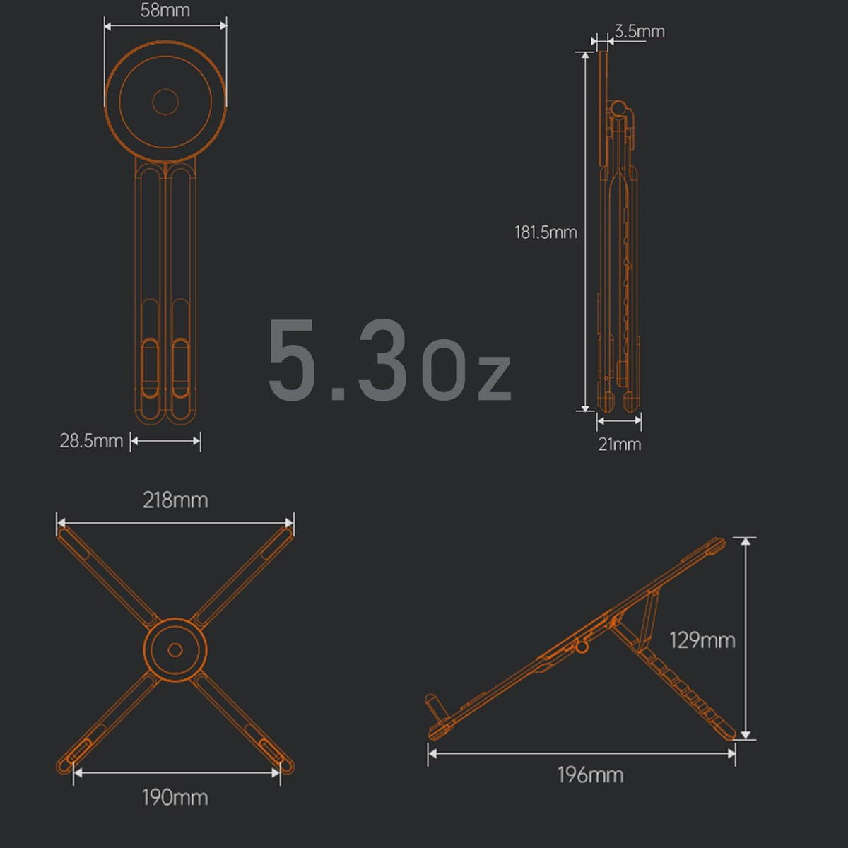 Pocket-Size Laptop Stand for Desk, Magnetic Phone Tablet Holder