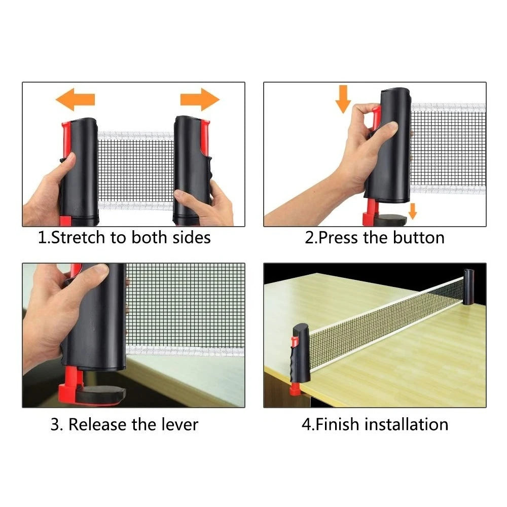 Table Tennis Net Ping Pong Rack Retractable with Ping-Pong Racket Universal