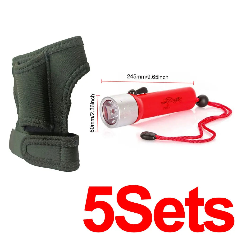 Scuba Diving LED Flashlight Holder Light Wrist Arm Mount Strap Outdoor Underwater Hands Free Glove Illumination Accessories