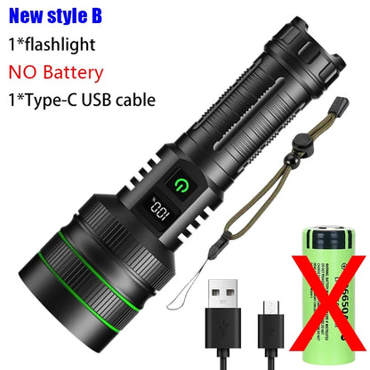 Most Powerful XHP50 LED Flashlight 18650 Rechargeable USB Torch Light Flashlights High Power Long Range Tactical Lantern