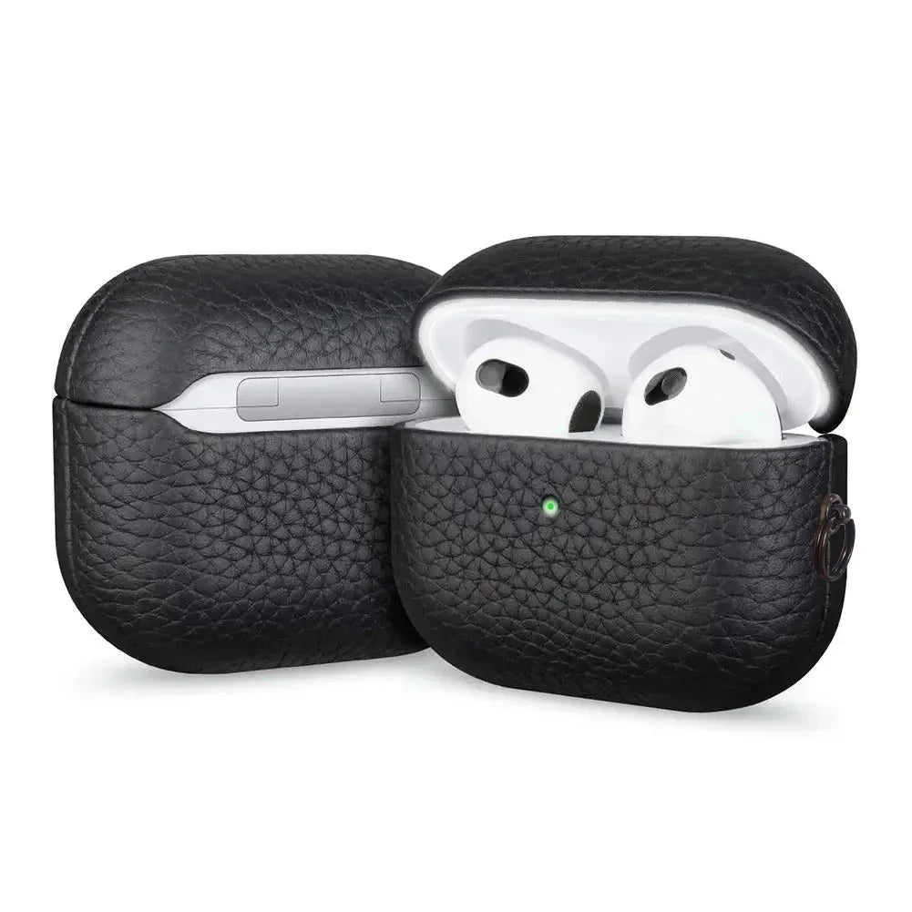 High End Business Bluetooth Earphone Case for Apple Airpods/2/3/4/5 Pro3/2 Retro Genuine Leather Litchi Texture Protection Cover