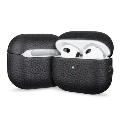 High End Business Bluetooth Earphone Case for Apple Airpods/2/3/4/5 Pro3/2 Retro Genuine Leather Litchi Texture Protection Cover
