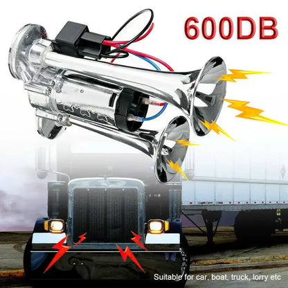 600DB Horn 12V Super Loud Car Electric Horn Dual Trumpets Air Horn Speaker for Car SUV Vehicle Boat Train Motorcycle RV Truck