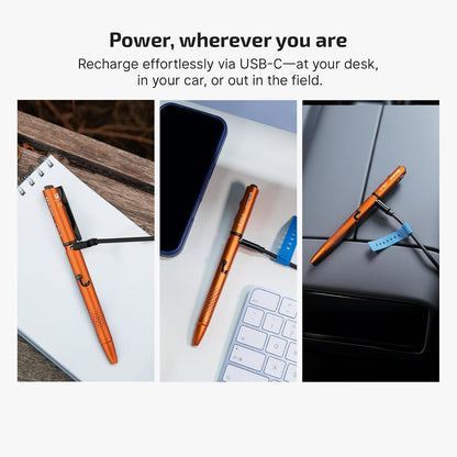 O'Pen 3 Pen Light, USB-C Rechargeable EDC Flashlight, Orange
