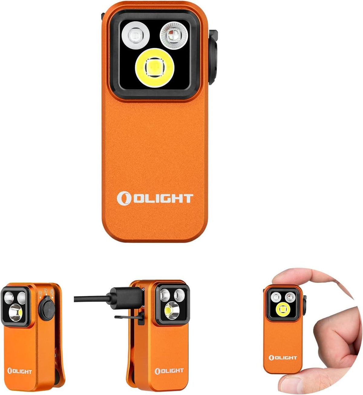Oclip Pro S Rechargeable EDC Clip-On Flashlight, Orange