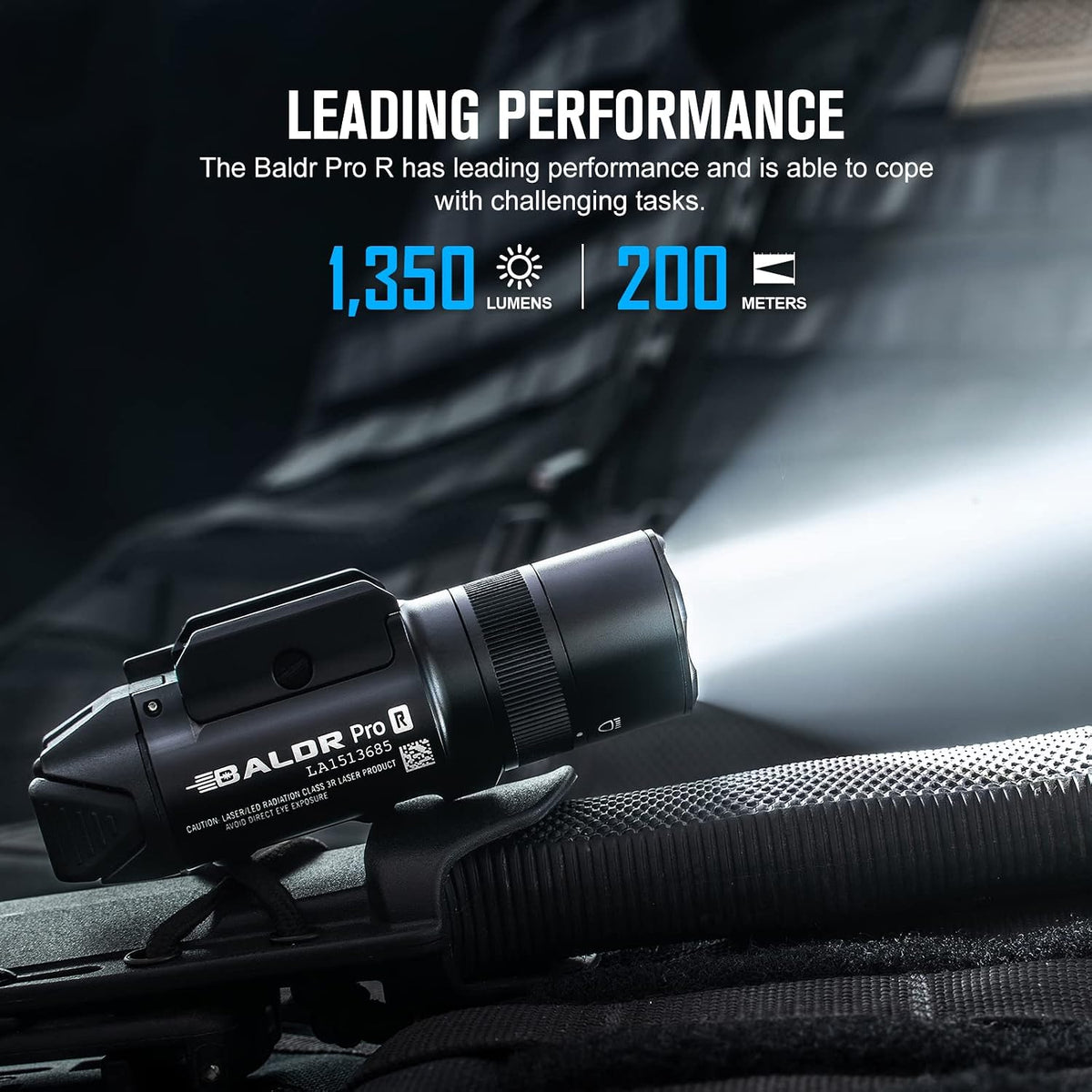 Baldr Pro R 1350 Lumens Rail Mounted Tactical Light with Green Beam