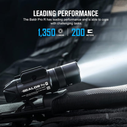 Baldr Pro R 1350 Lumens Rail Mounted Tactical Light with Green Beam
