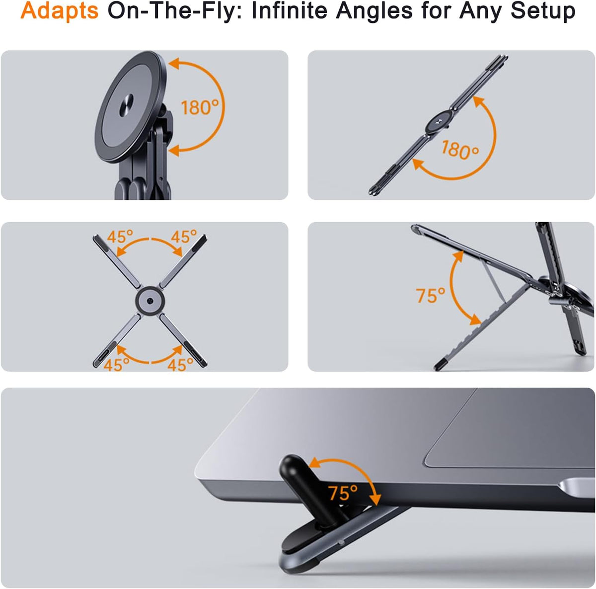 Pocket-Size Laptop Stand for Desk, Magnetic Phone Tablet Holder